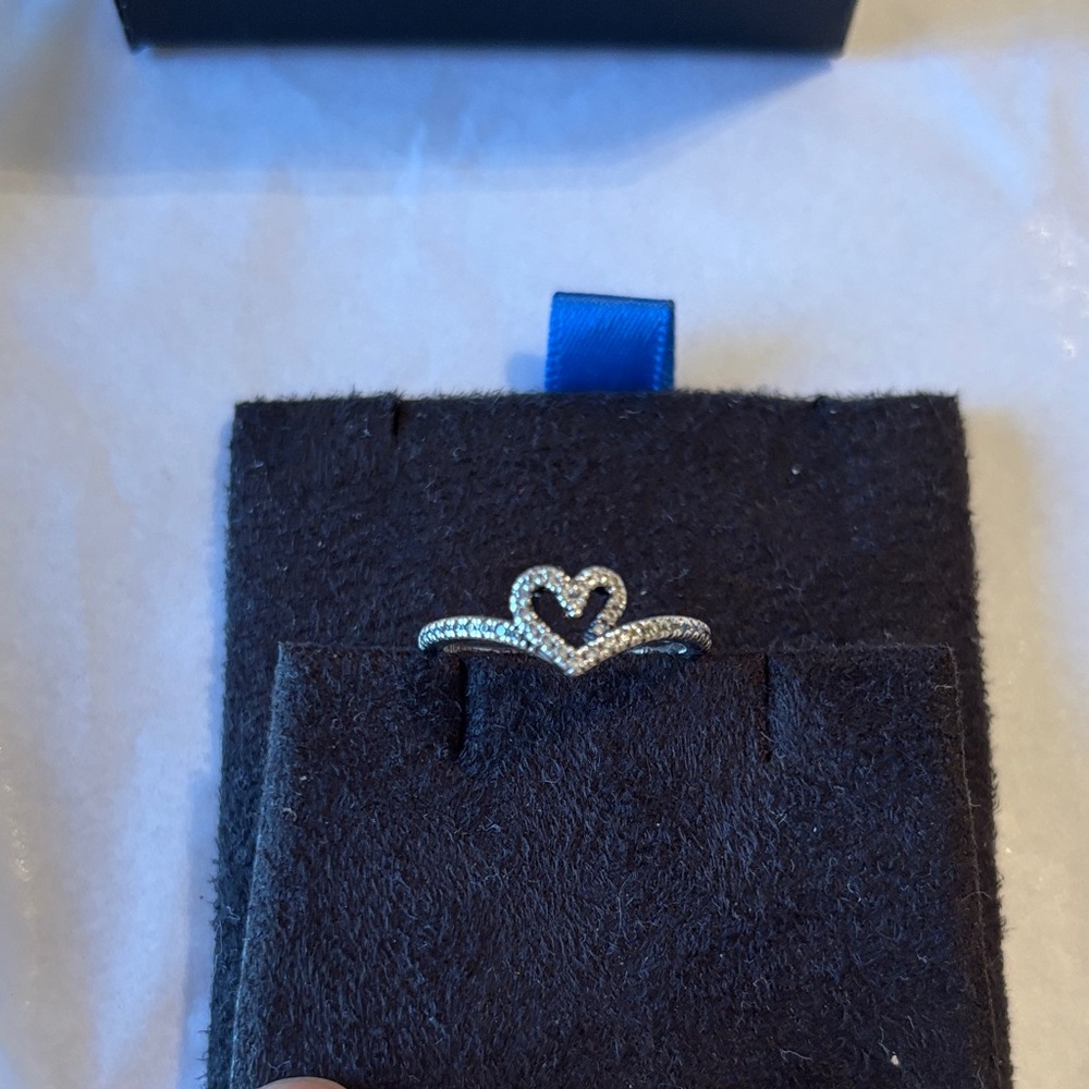 Pandora Silver Heart Ring with Sparkling Stones